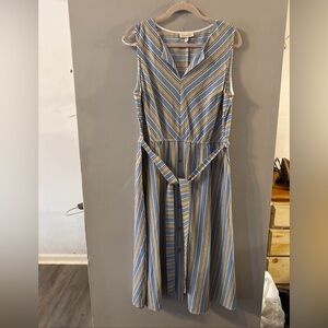 52Seven  Women Dresses  Wistful Stripe Preppy Sleeveless  Pockets  SZ XL M26